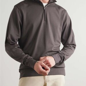 Orlebar Brown Isar Men’s Blue/Gray Wool Blend Jersey Half Zip Sweatshirt. Size M